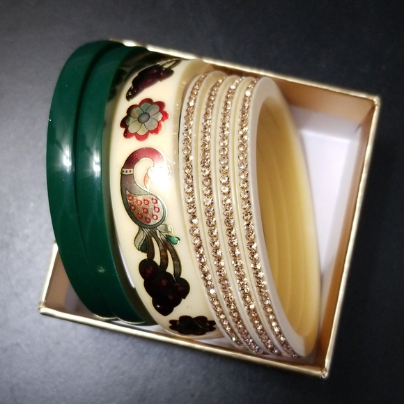 White and green bangles set - Picture 2 of 5